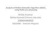 Analysis of Motion Estimation Algorithm (HEVC), using Multi-core processing Shiba Kuanar Shiba.kuanar@mavs.uta.edu 1000449352 EE5359 – Interim Report.
