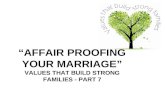 “AFFAIR PROOFING YOUR MARRIAGE” VALUES THAT BUILD STRONG FAMILIES - PART 7.