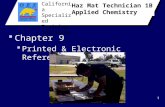 1  Chapter 9  Printed & Electronic Reference Sources Haz Mat Technician 1B Applied Chemistry California Specialized Training Institute.