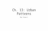 Ch. 13: Urban Patterns Key Issue 1. Urbanization Urbanization-the process by which the population of cities grows. Increasing percentage of people in.