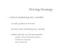 Pricing Strategy …critical marketing mix variable actually produces revenue shortest term marketing mix variable relates directly to microeconomics supply.