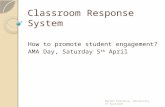 Classroom Response System How to promote student engagement? AMA Day, Saturday 5 th April Rachel Passmore, University of Auckland.