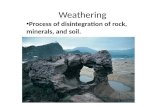 Weathering Process of disintegration of rock, minerals, and soil.