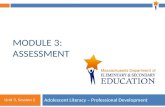 Module 3: Unit 3, Session 2 MODULE 3: ASSESSMENT Adolescent Literacy – Professional Development Unit 3, Session 2.