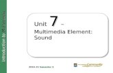 Introduction to Multimedia Unit 7 – Multimedia Element: Sound 2014-15 Semester 2.