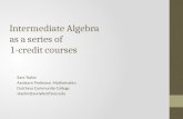Intermediate Algebra as a series of 1-credit courses Sara Taylor Assistant Professor, Mathematics Dutchess Community College staylor@sunydutchess.edu.