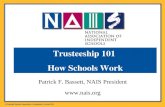 Patrick F. Bassett, NAIS President  Trusteeship 101 How Schools Work.