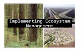 Implementing Ecosystem Management. An Ecosystem Management Process Step 1.Select an ecologically meaningful unit (e.g. an ecoregion, a landscape, a watershed,