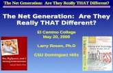 The Net Generation: Are They Really THAT Different? El Camino College May 20, 2008 Larry Rosen, Ph.D CSU Dominguez Hills.