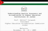 Accreditation and Quality Assurance in the Jordanian Higher Education Institutions 1 Understanding Quality Assurance and Accreditation in Higher Education.