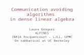 Communication avoiding algorithms in dense linear algebra Laura Grigori ALPINES INRIA Rocquencourt - LJLL, UPMC On sabbatical at UC Berkeley.