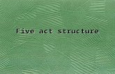 Five act structure. Five Acts Shakespeare follows the Greek format developed by Sophocles. Tragic character suffers a reversal of fortune Reversal of.