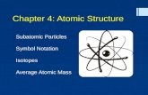 Chapter 4: Atomic Structure Subatomic Particles Symbol Notation Isotopes Average Atomic Mass.