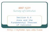 MAT 1221 Survey of Calculus Section 6.4 Area and the Fundamental Theorem of Calculus .
