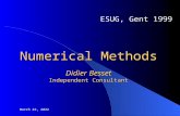 20 August 2015 Numerical Methods ESUG, Gent 1999 Didier Besset Independent Consultant.