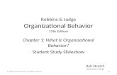 Robbins & Judge Organizational Behavior 13th Edition Chapter 1: What Is Organizational Behavior? Student Study Slideshow Bob Stretch Southwestern College.