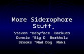 More Siderophore Stuff Steven “Babyface” Backues Donnie “Big D” Berkholz Brooks “Mad Dog” Maki.