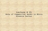 Lecture # 21 Role of Commercial Banks in Micro Finance Sector.