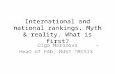 International and national rankings. Myth & reality. What is first? Olga Morozova Head of FAD, NUST “MISIS”