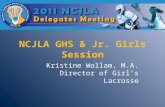 NCJLA GHS & Jr. Girls Session Kristine Wollam, M.A. Director of Girl’s Lacrosse.