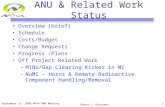 ANU & Related Work Status Overview (brief) Schedule Costs/Budget Change Requests Progress /Plans Off Project Related Work –MINU/Gap Clearing Kicker in.