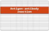 Antigen-antibody reaction. Antigen= immunogen: any foreign substance which, when introduced will evoke a specific immune response. In terms of infectious.
