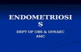 ENDOMETRIOSIS DEPT OF OBS & GYNAEC AMC. ENDOMETRIOSIS DEFINITION: presence of endometrial tissue (glands & stroma) outside the uterine cavity. DEFINITION: