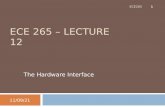ECE 265 – LECTURE 12 The Hardware Interface 8/22/2015 1 ECE265.