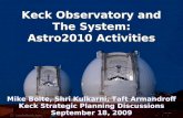 Keck Observatory and The System: Astro2010 Activities Mike Bolte, Shri Kulkarni, Taft Armandroff Keck Strategic Planning Discussions September 18, 2009.