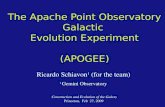 The Apache Point Observatory Galactic Evolution Experiment (APOGEE) Ricardo Schiavon 1 (for the team) 1 Gemini Observatory Construction and Evolution of.