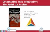 Determining Text Complexity: The Model in Action For illustrative purposes, let’s choose Harper Lee’s 1960 novel To Kill a Mockingbird.