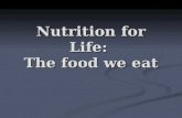 Nutrition for Life: The food we eat. What is Nutrition? Nutrition is the science or study of food & the way the body uses it Nutrition is the science.