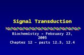Signal Transduction Biochemistry – February 23, 2005 Chapter 12 – parts 12.3, 12.4.