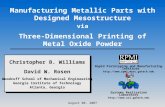Manufacturing Metallic Parts with Designed Mesostructure via Three-Dimensional Printing of Metal Oxide Powder August 08, 2007 Christopher B. Williams David.