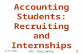 4/27/2004 UNC Charlotte 1 Accounting Students: Recruiting and Internships.