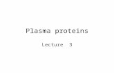 Plasma proteins Lecture 3. Functions Transport Storage Defense Blood clotting Maintenance of oncotic pressure.