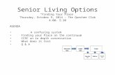 Senior Living Options “Finding Your Place” Thursday, October 9, 2014 – The Quechee Club 4:00- 5:30 AGENDA A confusing system Finding your Place on the.
