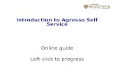 Introduction to Agresso Self Service Online guide Left click to progress.