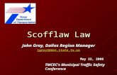 Scofflaw Law John Gray, Dallas Region Manager jgray3@dot.state.tx.us May 22, 2008 TMCEC’s Municipal Traffic Safety Conference.