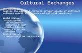 Cultural Exchanges OGT Benchmark: Analyze the way that contacts between people of different cultures result in exchanges of cultural practices. World.