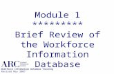 Module 1 ********* Brief Review of the Workforce Information Database Workforce Information Database Training Revised May 2007.
