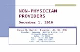 NON-PHYSICIAN PROVIDERS December 1, 2010 Renee H. Martin, Esquire, JD, RN, MSN Tsoules, Sweeney, Martin & Orr, LLC 29 Dowlin Forge Road Exton, PA 19341.
