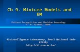 Ch 9. Mixture Models and EM Pattern Recognition and Machine Learning, C. M. Bishop, 2006. Biointelligence Laboratory, Seoul National University