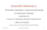 22 Nov 2011COMP80131-SEEDSM61 Scientific Methods 1 Barry & Goran ‘Scientific evaluation, experimental design & statistical methods’ COMP80131 Lecture 6: