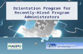 Orientation Program for Recently- Hired Program Administrators.