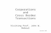 Corporations and Cross Border Transactions Visiting Prof. John W. Reboul September 2009.
