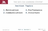 Part 4 C – 1 V3.0 THE IIA’S CIA LEARNING SYSTEM TM  1.Motivation 2.Communication Section Topics 3.Performance 4.Structure Part 4, Section.