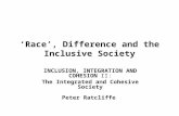 ‘Race’, Difference and the Inclusive Society INCLUSION, INTEGRATION AND COHESION II: The Integrated and Cohesive Society Peter Ratcliffe.