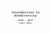 Introduction to Biodiversity ASAB – NUST Fall 2012.