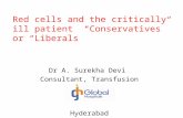 Red cells and the critically ill patient “Conservatives” or “Liberals” Dr A. Surekha Devi Consultant, Transfusion Medicine Hyderabad.